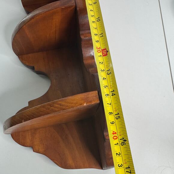 Vintage Wood Corner Shelf 3 Tier Wall Hanging Display Cottagecore Rustic 17” - Picture 9 of 10